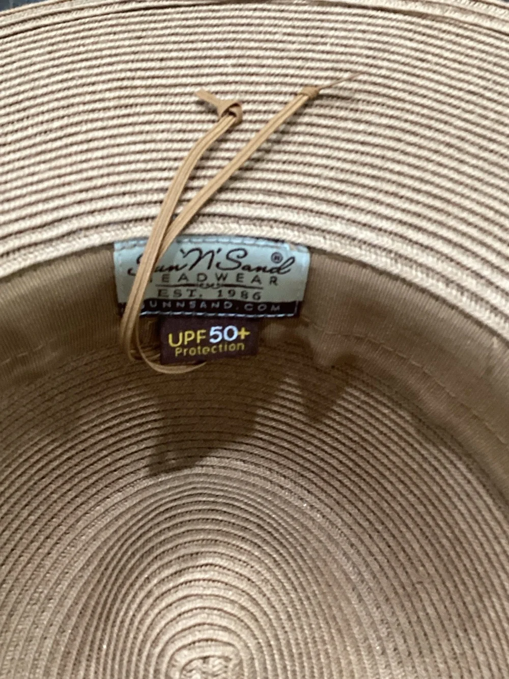 Wide Brim Straw Sun Hat with Brown Accent Band - Natural